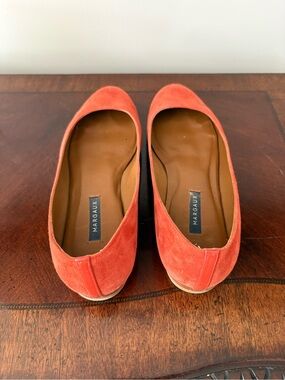 Margaux Coral-Orange Suede Ballet Flats